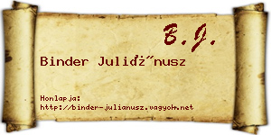 Binder Juliánusz névjegykártya